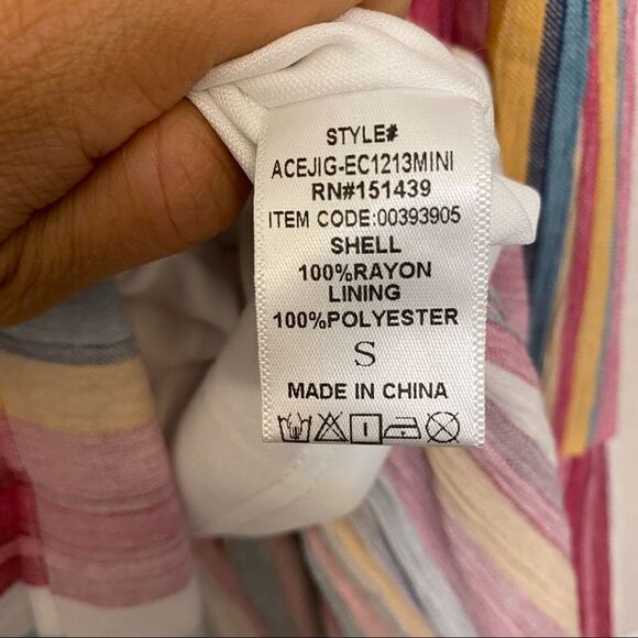 Forever 21 short sleeve ruffle Striped Flounce-Hem Mini Boho romantic Dress-S - Picture 8 of 11